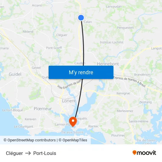 Cléguer to Port-Louis map