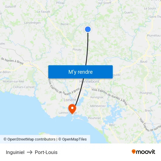 Inguiniel to Port-Louis map