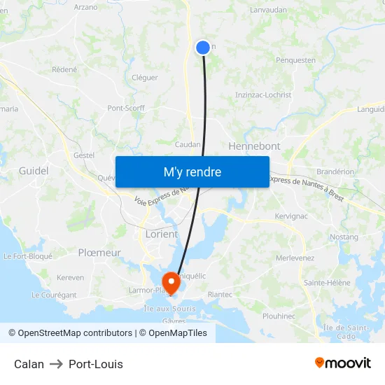 Calan to Port-Louis map