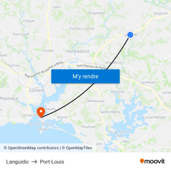 Languidic to Port-Louis map