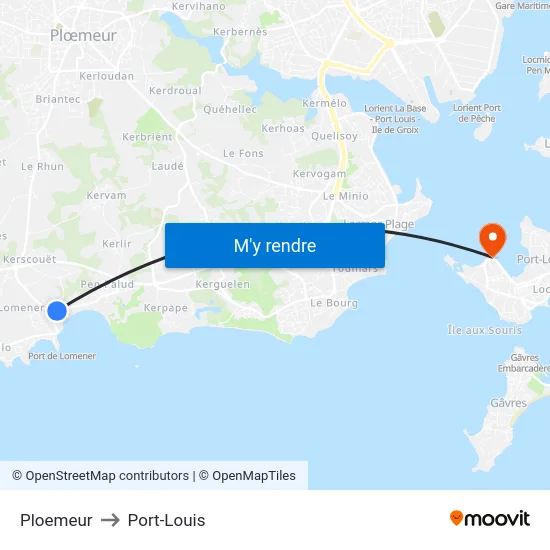 Ploemeur to Port-Louis map