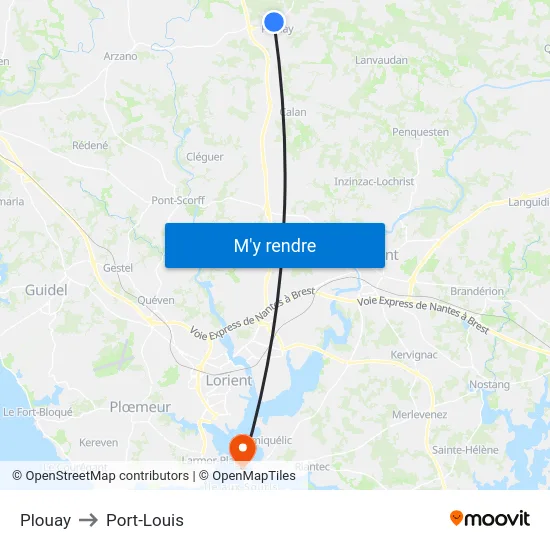 Plouay to Port-Louis map