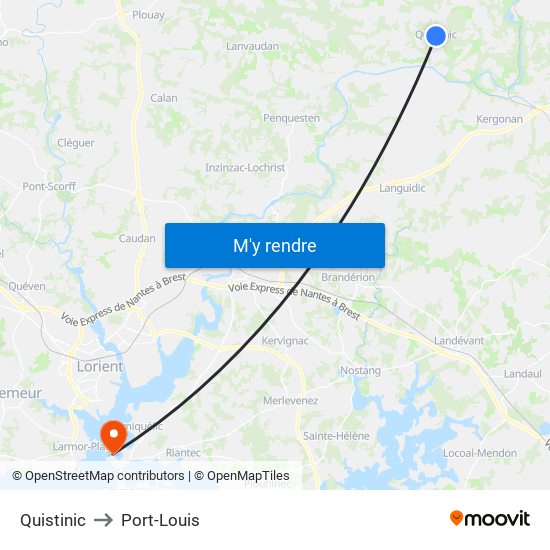 Quistinic to Port-Louis map