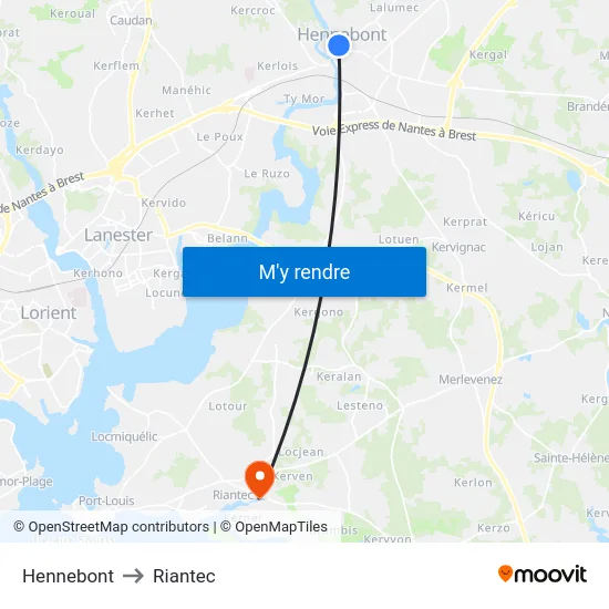 Hennebont to Riantec map