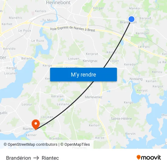 Brandérion to Riantec map