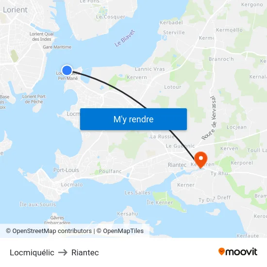 Locmiquélic to Riantec map