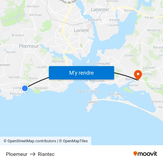 Ploemeur to Riantec map