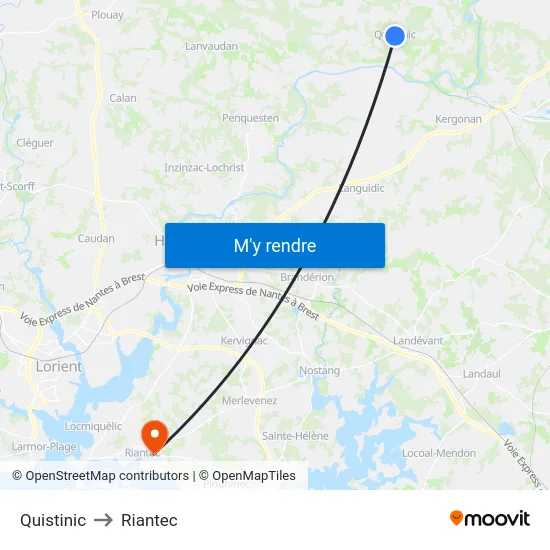 Quistinic to Riantec map