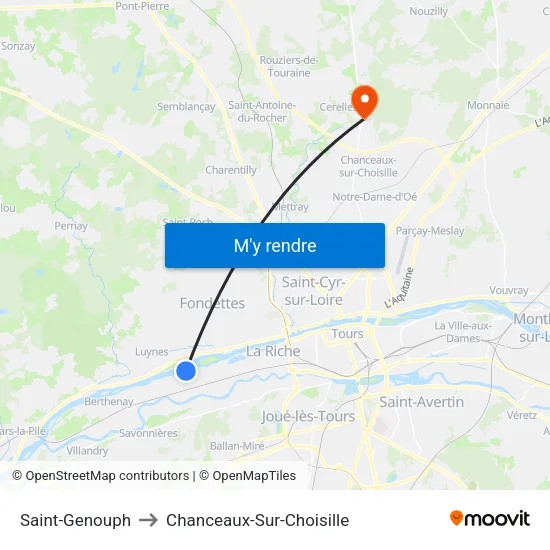 Saint-Genouph to Chanceaux-Sur-Choisille map