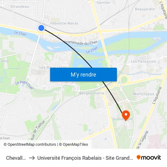 Chevallier to Université François Rabelais - Site Grandmont map