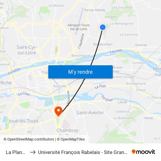 La Planche to Université François Rabelais - Site Grandmont map