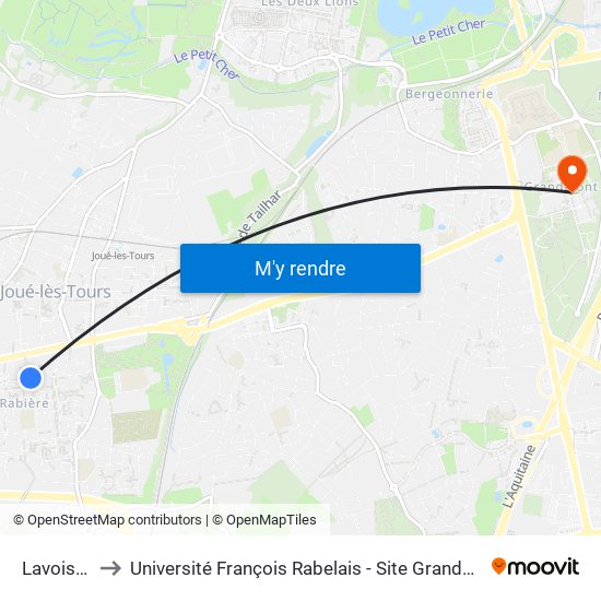 Lavoisier to Université François Rabelais - Site Grandmont map