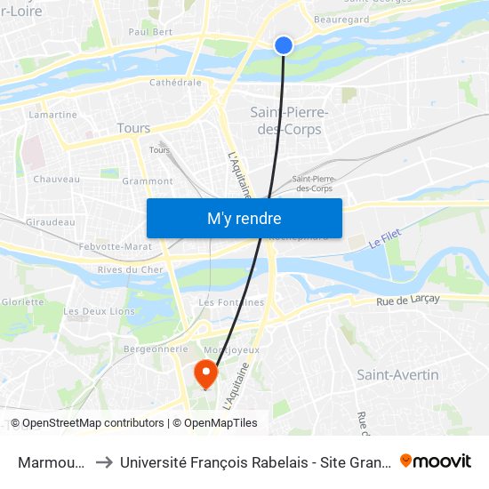 Marmoutier to Université François Rabelais - Site Grandmont map