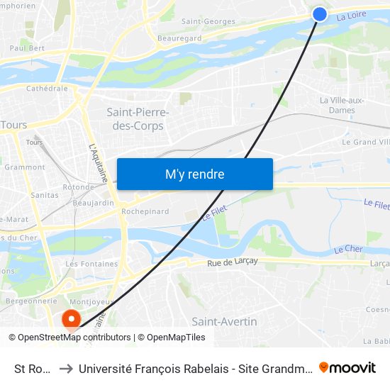 St Roch to Université François Rabelais - Site Grandmont map