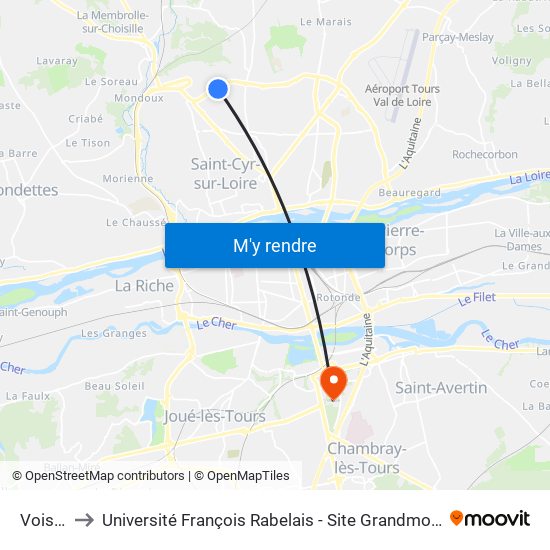 Voisin to Université François Rabelais - Site Grandmont map