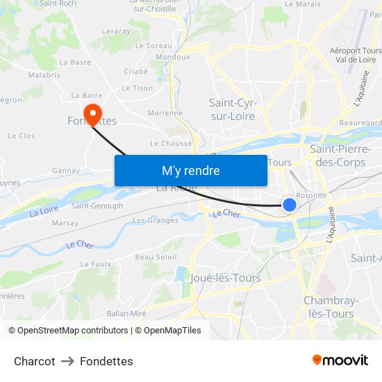 Charcot to Fondettes map