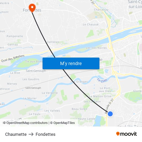 Chaumette to Fondettes map