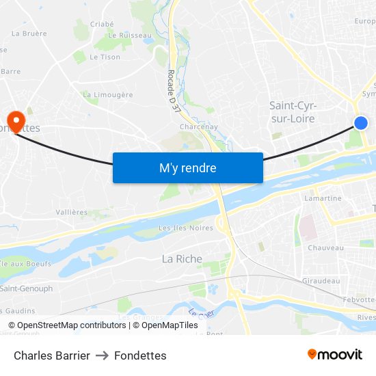 Charles Barrier to Fondettes map