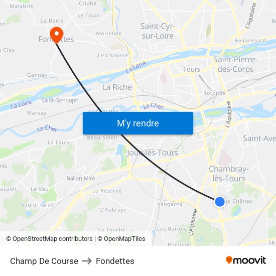 Champ De Course to Fondettes map