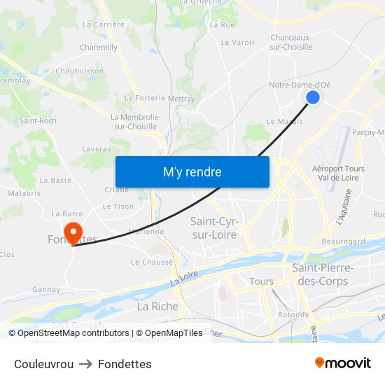 Couleuvrou to Fondettes map