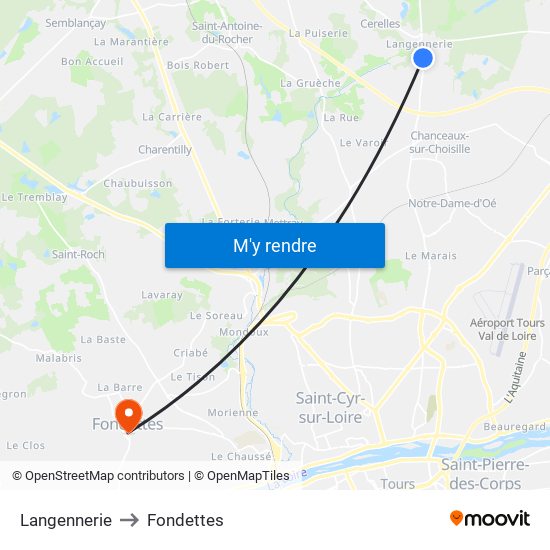 Langennerie to Fondettes map