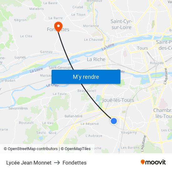 Lycée Jean Monnet to Fondettes map