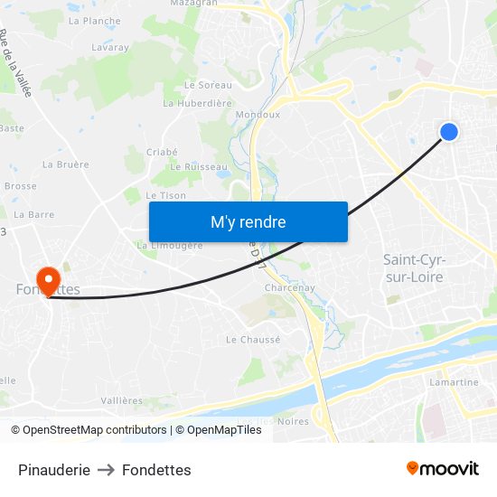 Pinauderie to Fondettes map