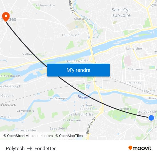 Polytech to Fondettes map