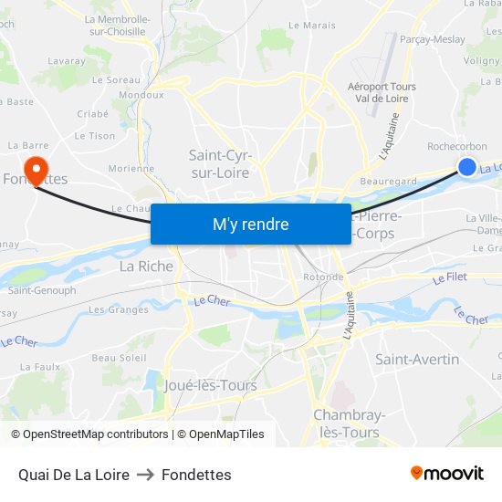 Quai De La Loire to Fondettes map