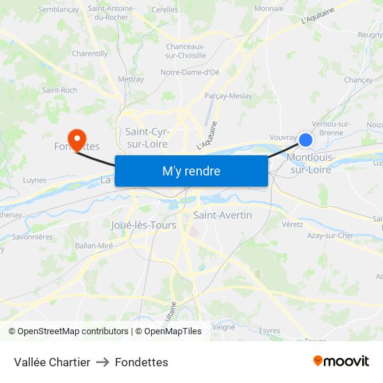 Vallée Chartier to Fondettes map
