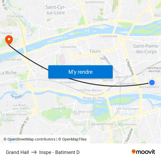 Grand Hall to Inspe - Batiment D map