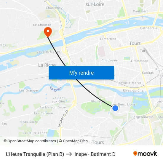 L'Heure Tranquille (Plan B) to Inspe - Batiment D map