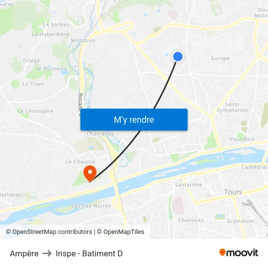 Ampère to Inspe - Batiment D map
