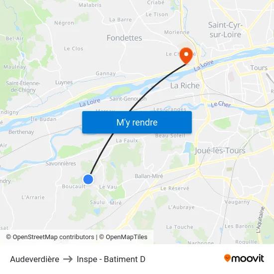 Audeverdière to Inspe - Batiment D map