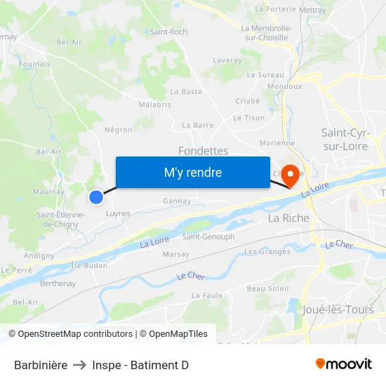 Barbinière to Inspe - Batiment D map