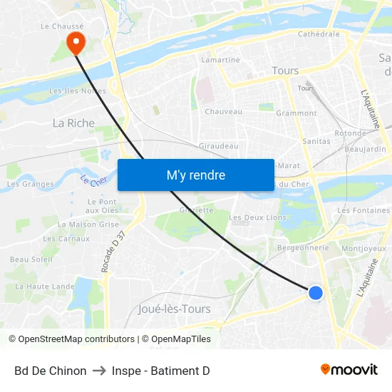 Bd De Chinon to Inspe - Batiment D map