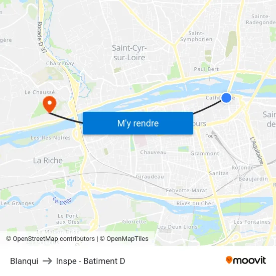 Blanqui to Inspe - Batiment D map