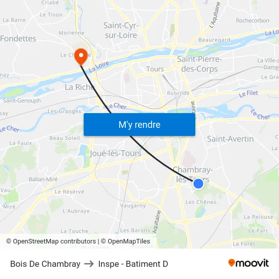 Bois De Chambray to Inspe - Batiment D map