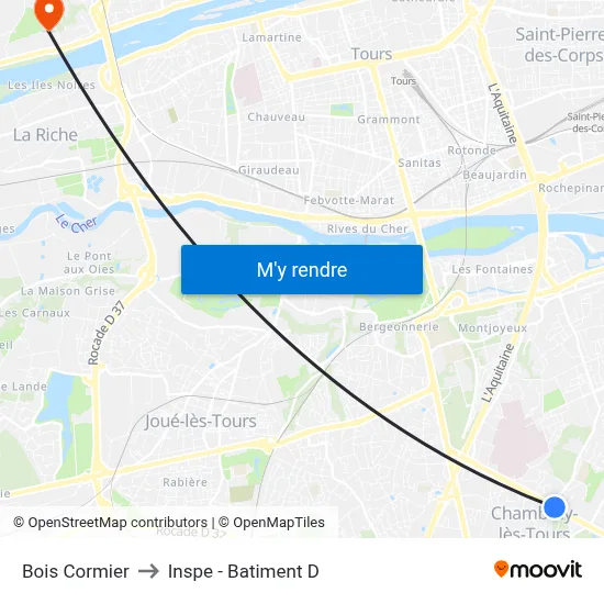 Bois Cormier to Inspe - Batiment D map