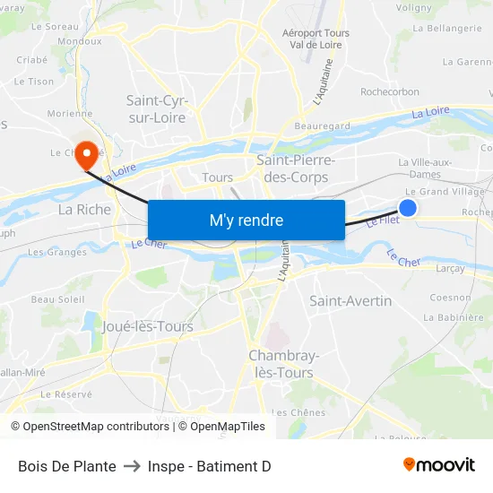 Bois De Plante to Inspe - Batiment D map