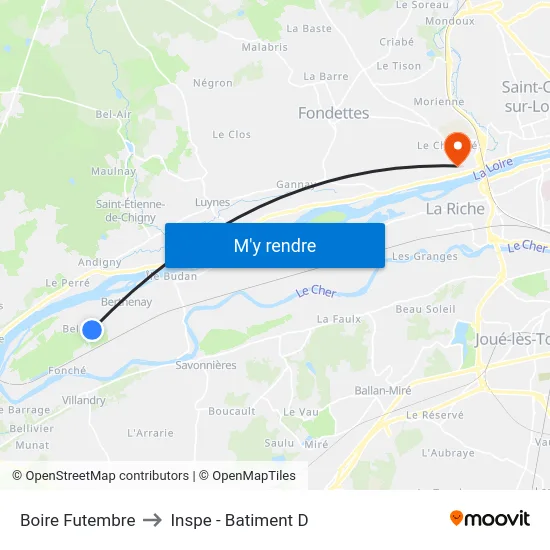 Boire Futembre to Inspe - Batiment D map