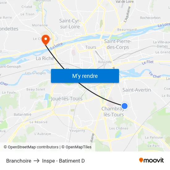 Branchoire to Inspe - Batiment D map