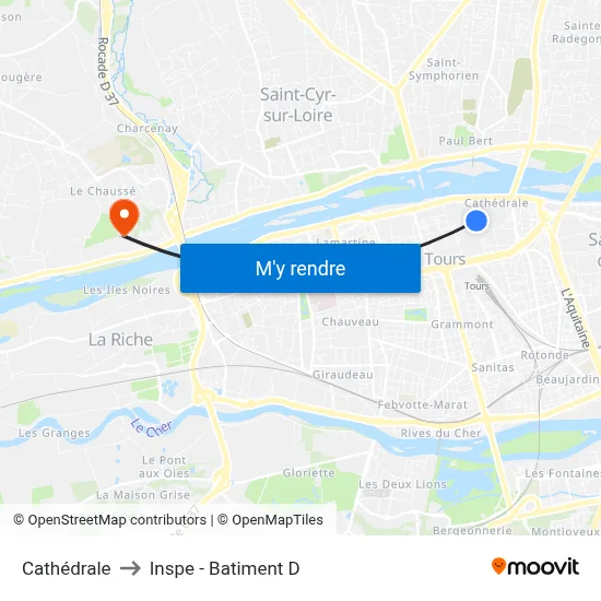 Cathédrale to Inspe - Batiment D map