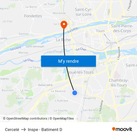 Cercelé to Inspe - Batiment D map