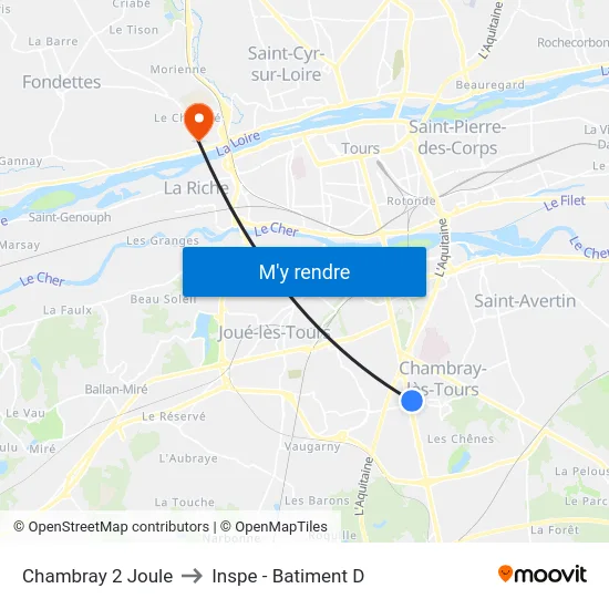 Chambray 2 Joule to Inspe - Batiment D map