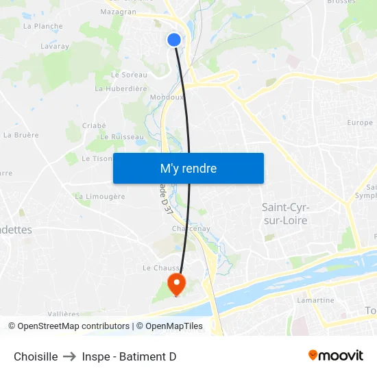 Choisille to Inspe - Batiment D map