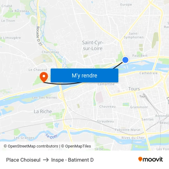 Place Choiseul to Inspe - Batiment D map