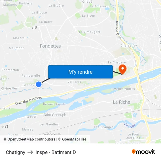 Chatigny to Inspe - Batiment D map