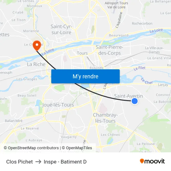 Clos Pichet to Inspe - Batiment D map