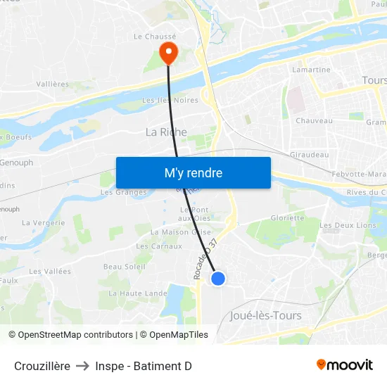 Crouzillère to Inspe - Batiment D map